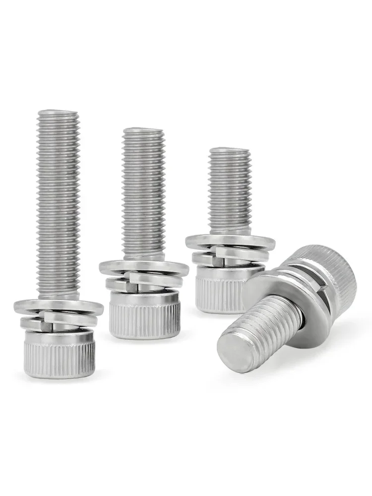 Hexagon Hex Socket Head Cap Three Combination Bolts 304 Stainless Steel Knurled Cylinder Allen With Washer