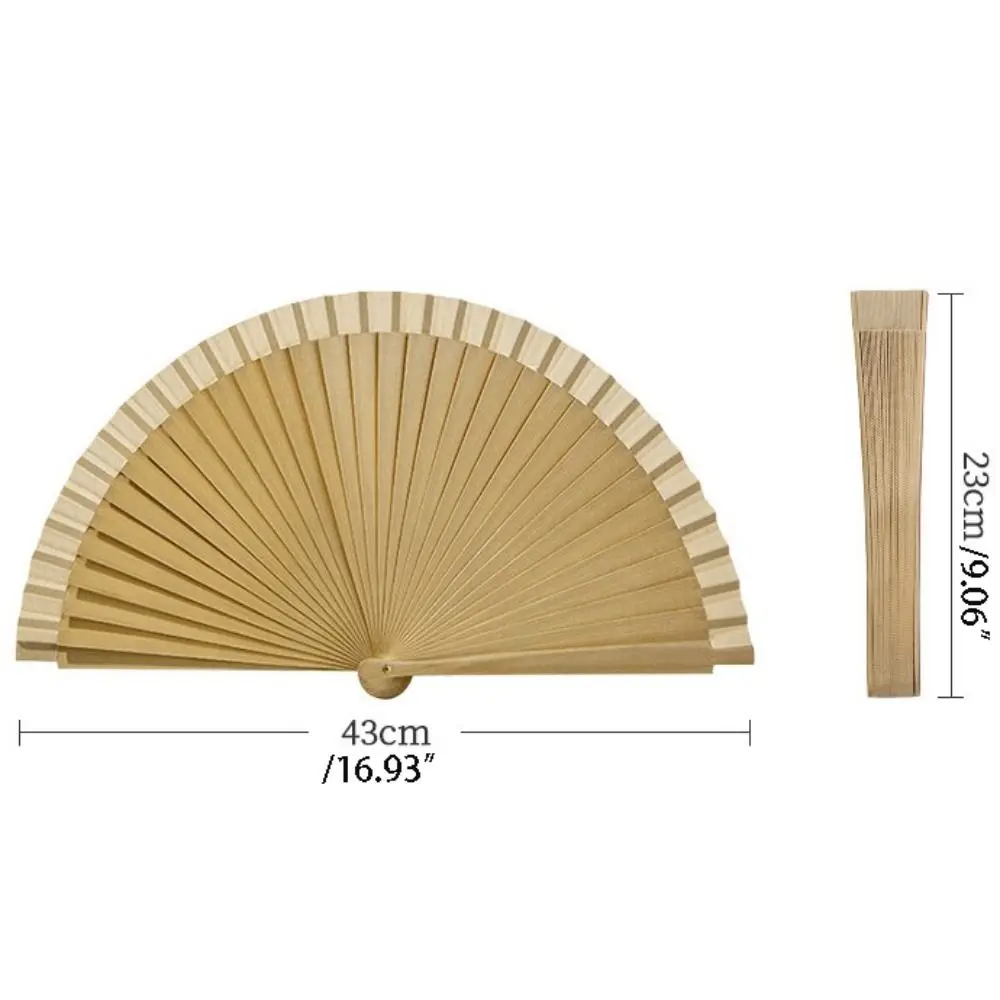 Multicolor Simple Spanish Plain Fan Handmade Art Craft Pure Wood Folding Fan Solid Color Decorative Props Fan Party Gift