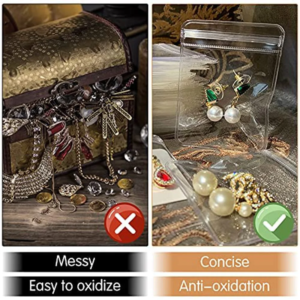 

SB-200 шт. Сумки для ювелирных изделий из ПВХ, самозапечатывающиеся сумки для хранения ювелирных изделий, прозрачные сумки с замком на молнии, герметичные сумки для хранения ювелирных изделий (6 х 8 см)