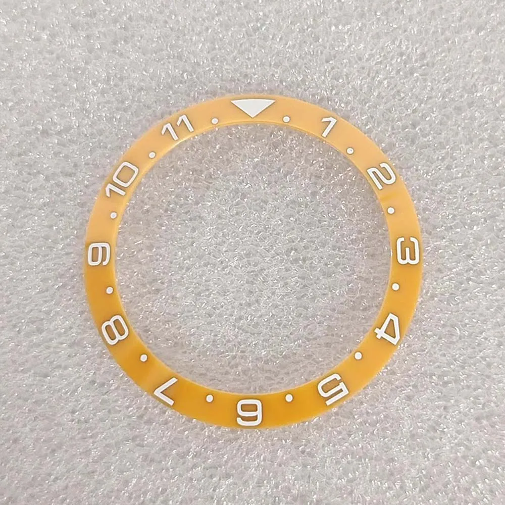 إطار ساعة أصفر القطر الخارجي 38 ملم القطر الداخلي 30.5 ملم بدون حواف مضيئة ملحقات الساعة