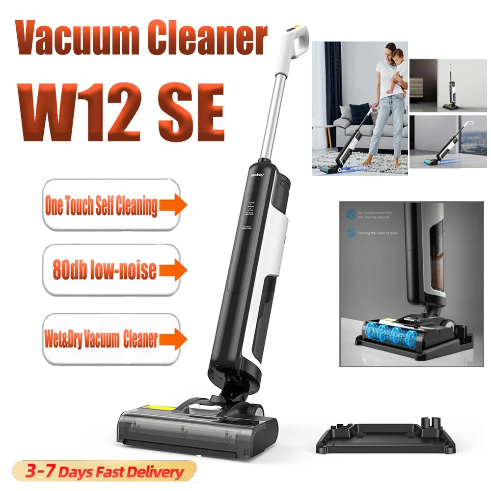 Redkey W12 SE, fregona inteligente inalámbrica en seco y húmedo, succión de 55000 Pa, autolimpieza con un solo toque, tanque de agua doble grande