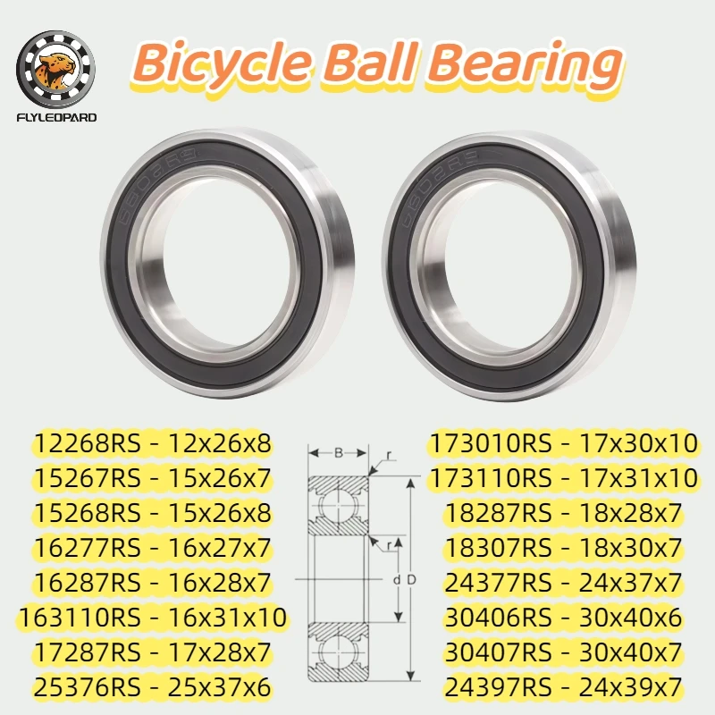 2/4Pcs 15267RS 15x26x7mm Bicycle Hub Bearing 6802 6803 6900 6901 6902 6903 17287 24377 -2RS for Bike Wheel Bottom Bracket Repair