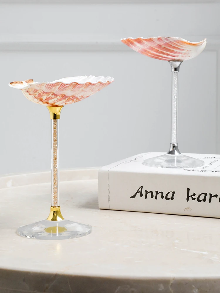 

natural conch scallop shell tall glass cup