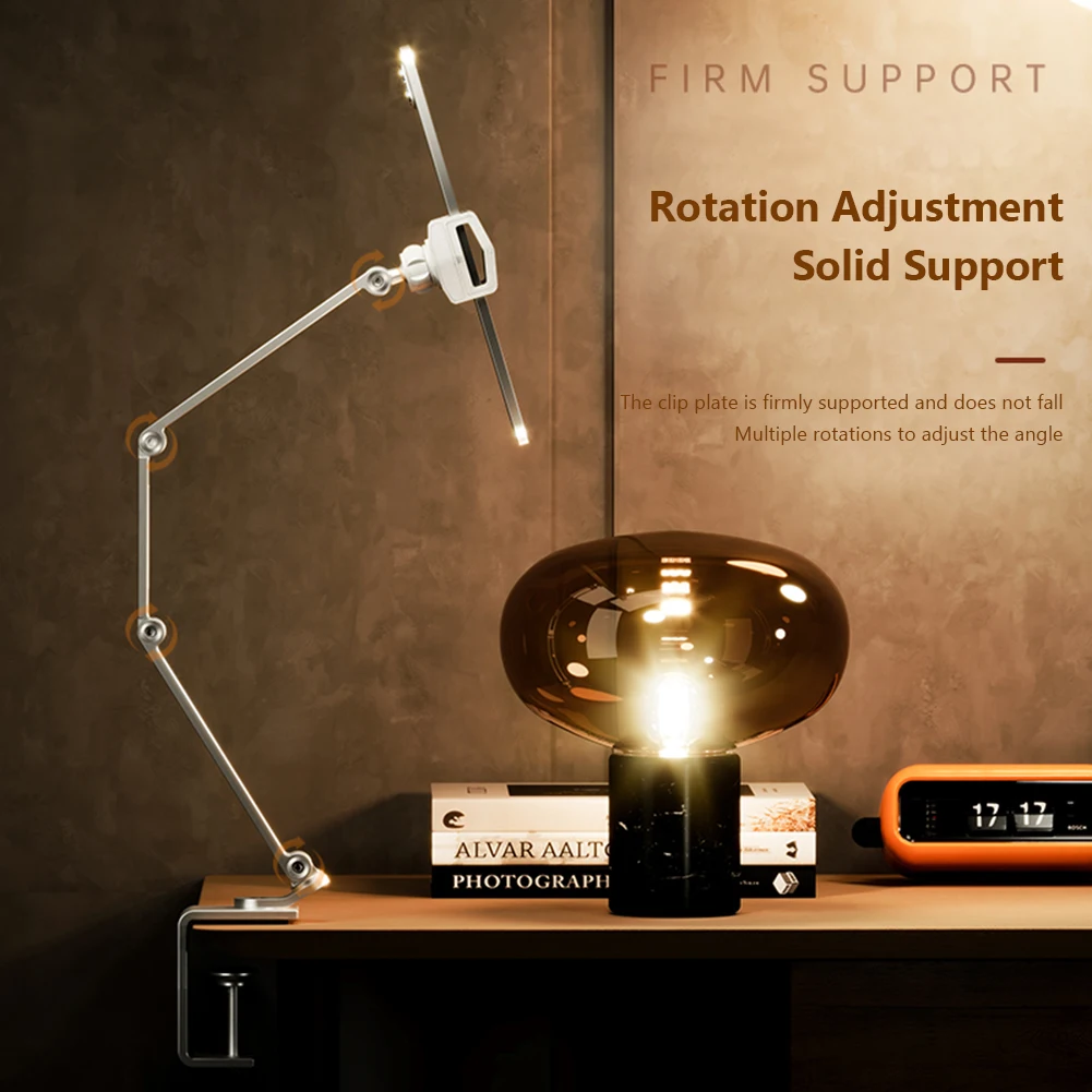 360 Dudukan Tablet Meja Tempat Tidur Dapat Disesuaikan untuk Ponsel 4-13 Inci Tablet Tempat Tidur Lengan Malas Dudukan Tablet Aloi Aluminium