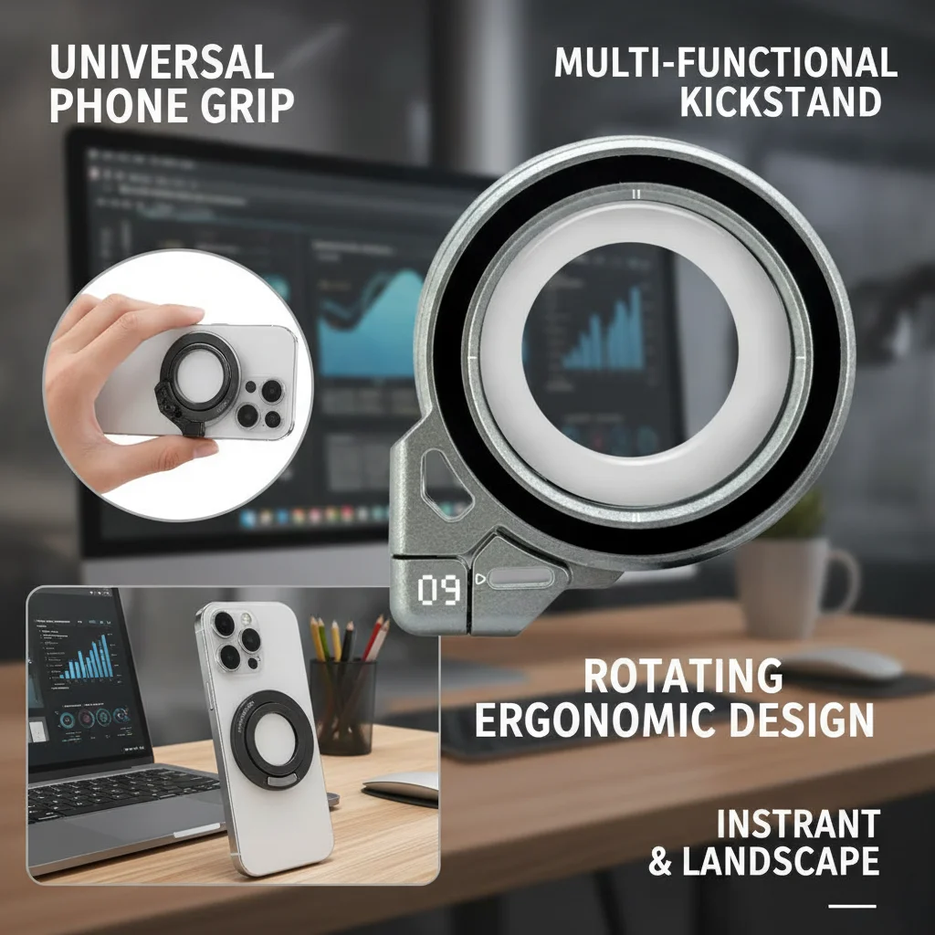 

Foldable Magnetic Finger Ring Bracket Double-Sided Portable Lazy Man Stand - Rotatable Phone Holder for Phones
