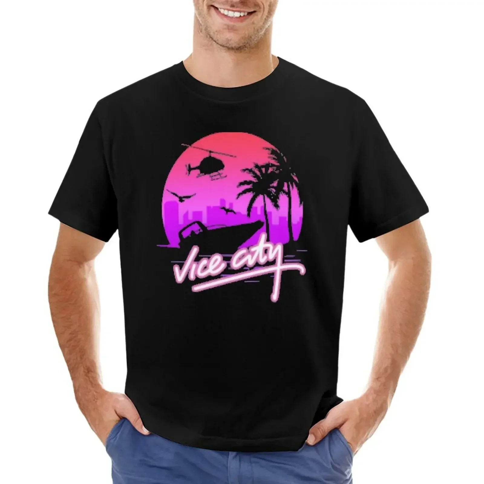 

Vice City Retro T-shirt anime clothes plus sizes vintage clothes t shirts men