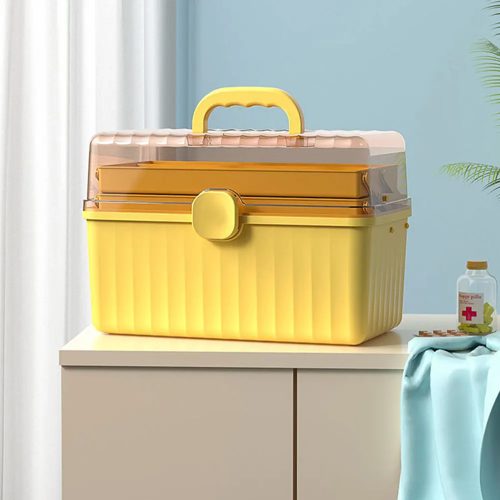 علبة أدوية مساعدة صندوق تخزين فارغ بسعة كبيرة مع مقبض منظم منزلي محمول لمستحضرات التجميل والحبوب #4
