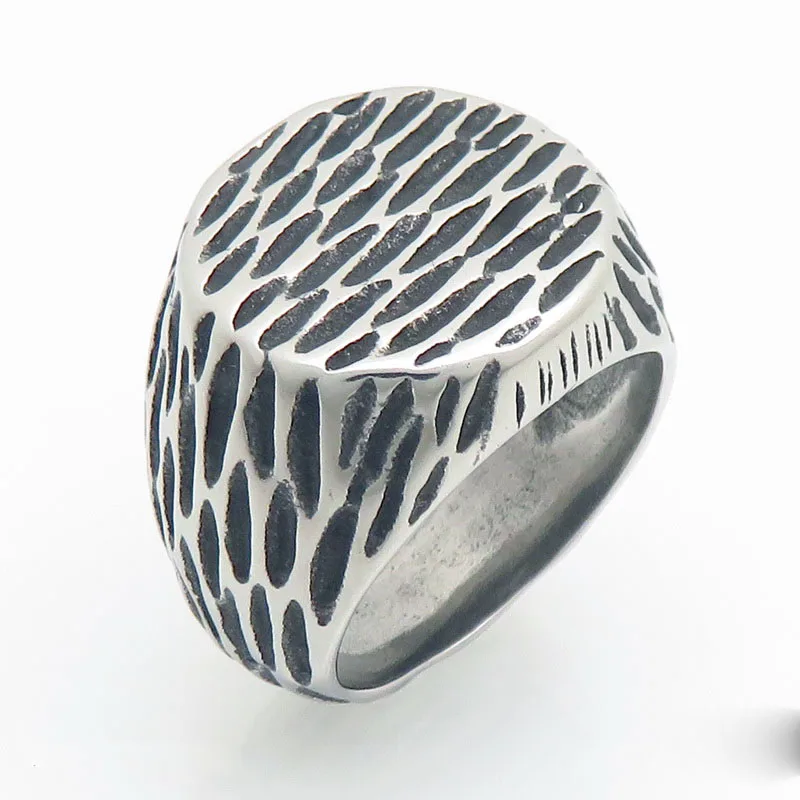 Kalen Punk Edelstahl-Siegelring für Herren, Retro-Hammermuster, Finger-Anillos, Damen-Schmuck, Geschenke – Detail 12