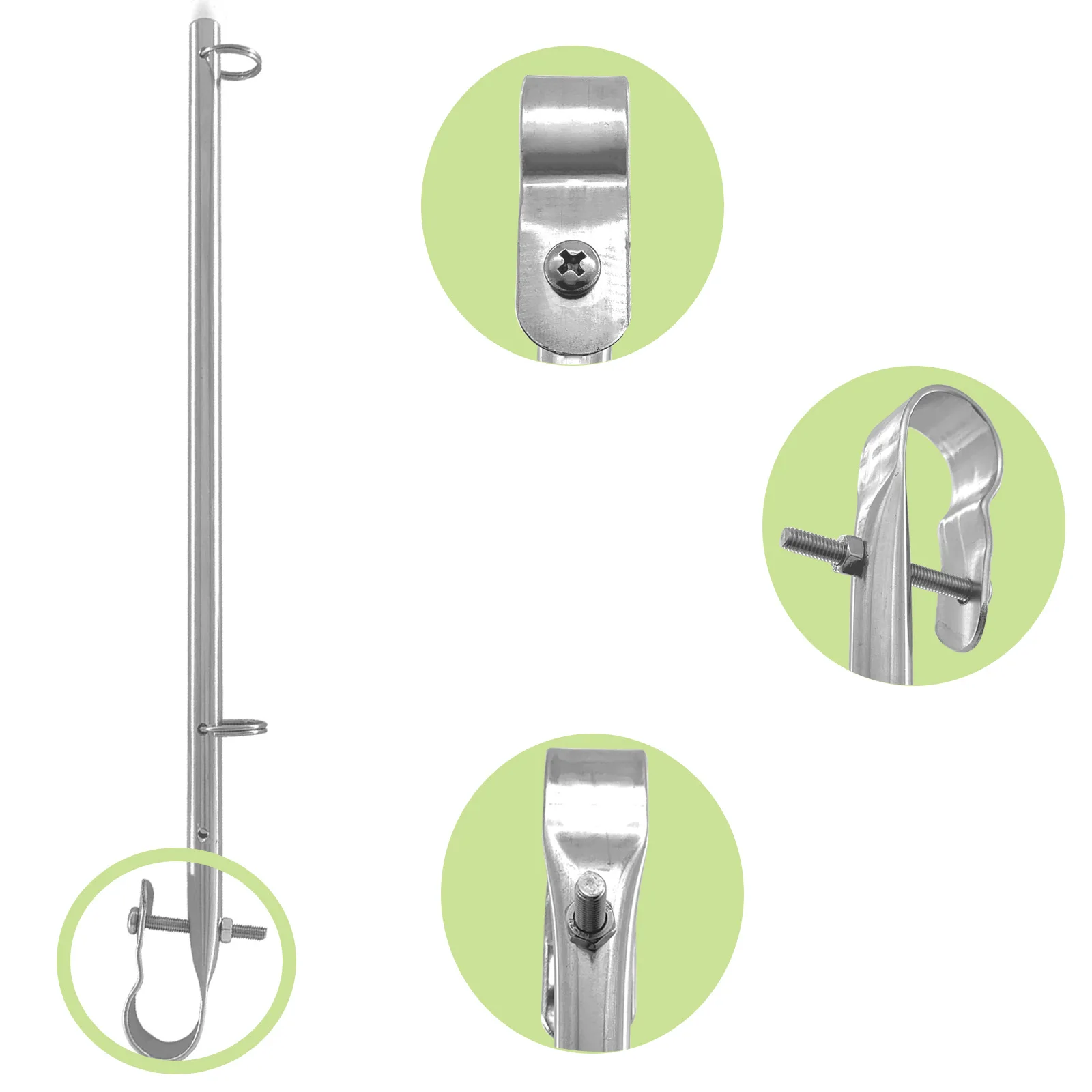 Stainless Steel 40CM Flagpole Curved Design for Boat Yacht For Marine Applications 316 Grade Saltwater Resistant
