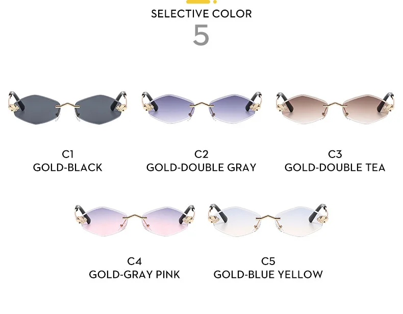 Rahmenlose Rhombus personalisierte Damen-Sonnenbrille, elegante und vielseitige klassische Sonnenbrille, luxuriöse und hochwertige Sonnenbrille UV400. – Detail 12