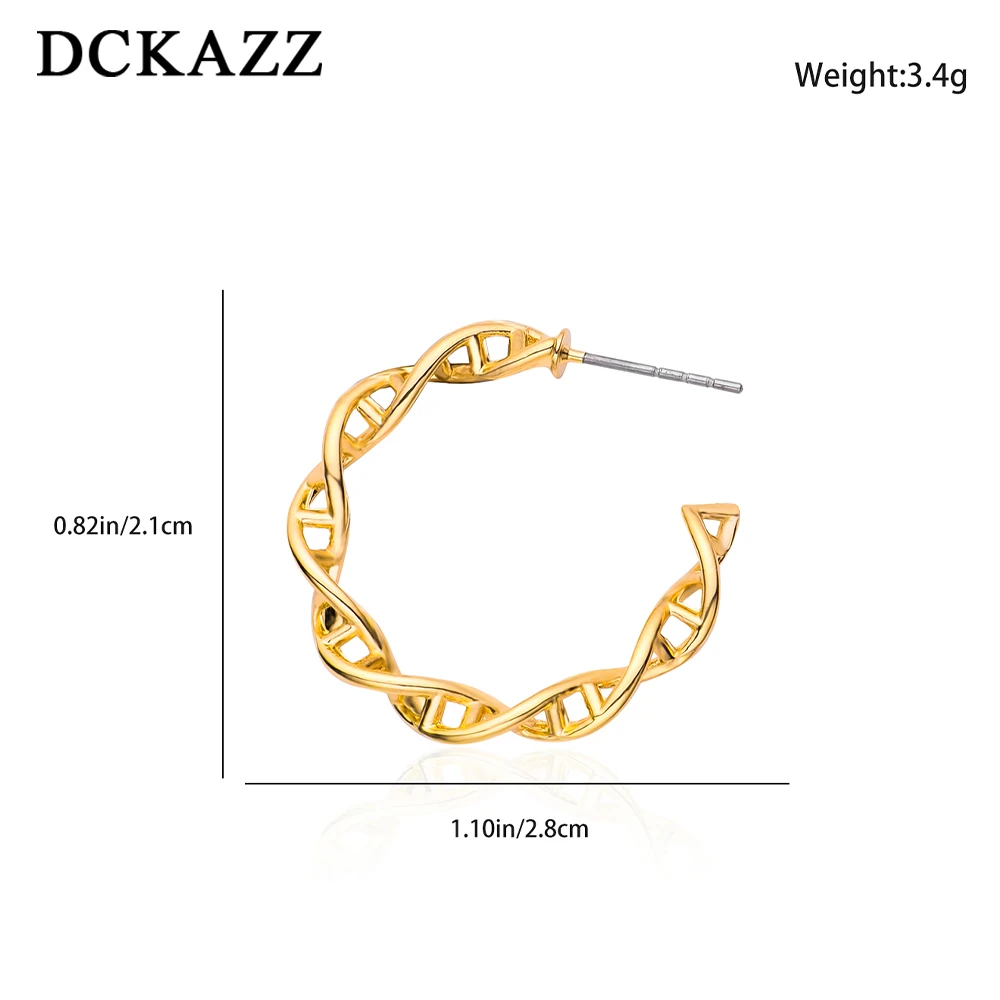 DCKAZZ Round DNA Stud Earrings Luxury French Style Exaggerated Exquisite Casual Office Commuting Women Jewelry Accessories Gift