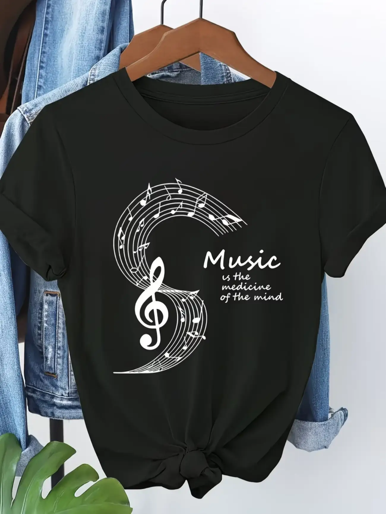 

Женская футболка больших размеров с коротким рукавом Music Is The Medicine Of The Mind, мягкая и удобная ткань, летняя одежда для женщин