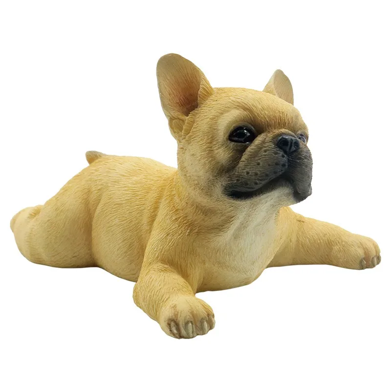 

New lying posture small French bucket simulation French bulldog dog model resin French bull car ornament
