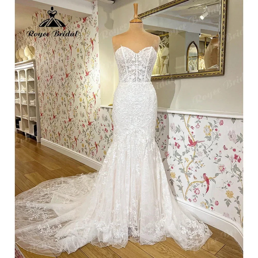 Luxury Lace Sweetheart Mermaid/Trumpet Boho Wedding Dress 2025 Women Wedding Gowns for Bride vestido de noiva sereia Roycebridal