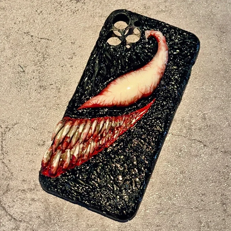 4093 Original 3D hecho a mano luminoso teléfono móvil Venom Massacre estilo oscuro funda para teléfono móvil personalizado regalo de Navidad y Halloween