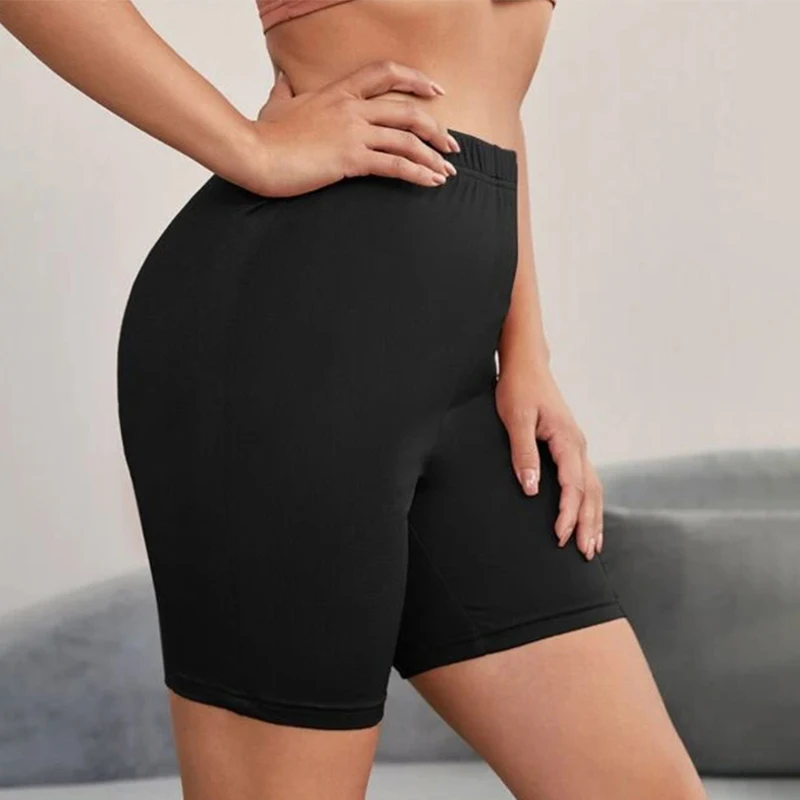 Women Thin Shorts For Summer Fitness High Waist Fashion Cycling Bike Shorts Female Black Slim Knee-Length Bottoms Stretch Shorts