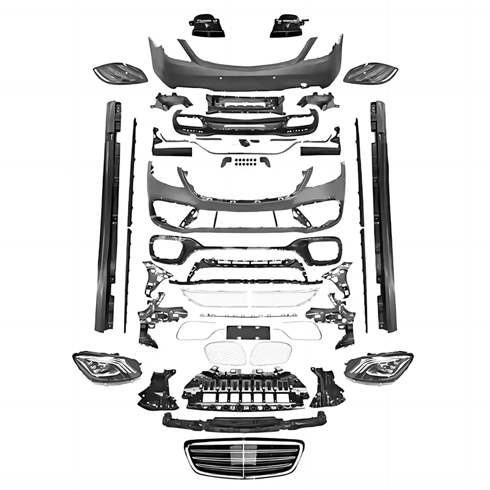 

Old to New Full Body Kit For Benz S Class W222 14-16 Upgrade to 17-19 W222 S65 Front Rear Bumper Side Skirts Headlight Taillight