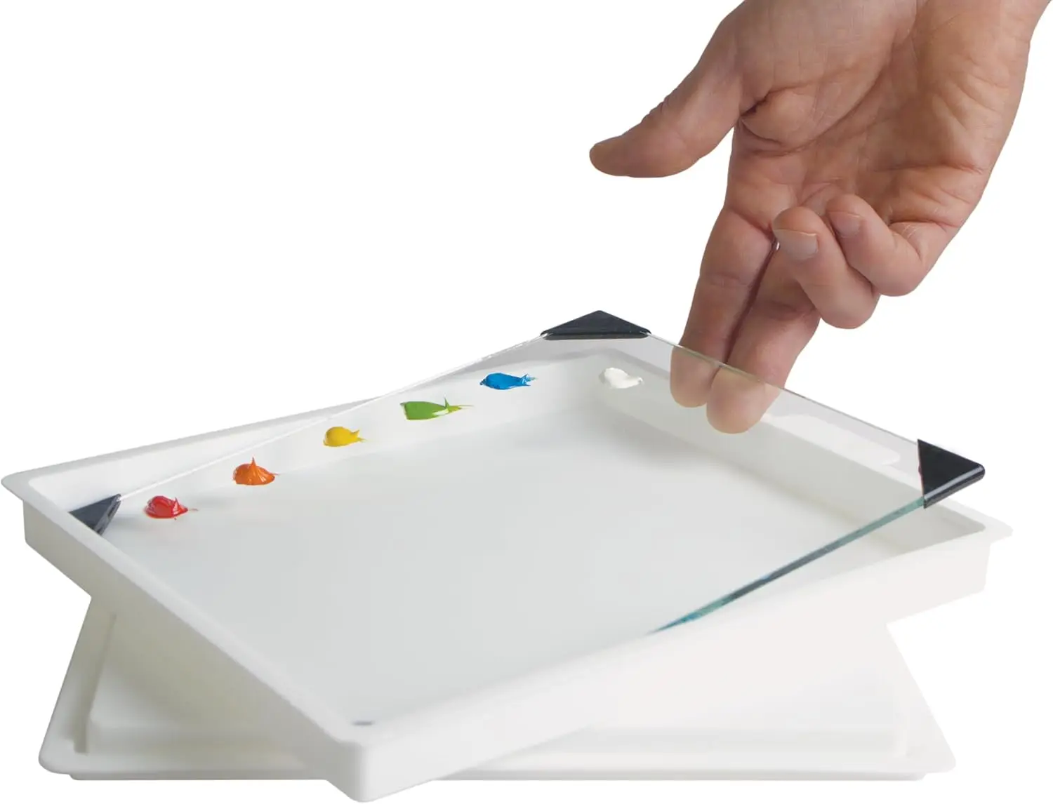 POSH Glass Paint Palette &    Sta-Wet   y Palette 6.75x8.4 Set - Tempered Glass Palette for Painting & Airtight Sta-We