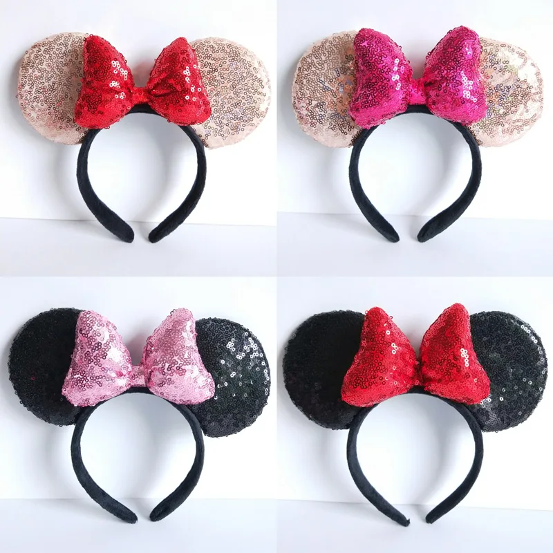

Cartoon Disney Minnie Hair Hoop Children's Sparkle Bow Headband Hair Clip Animal Hair Hoop Hair Accessories