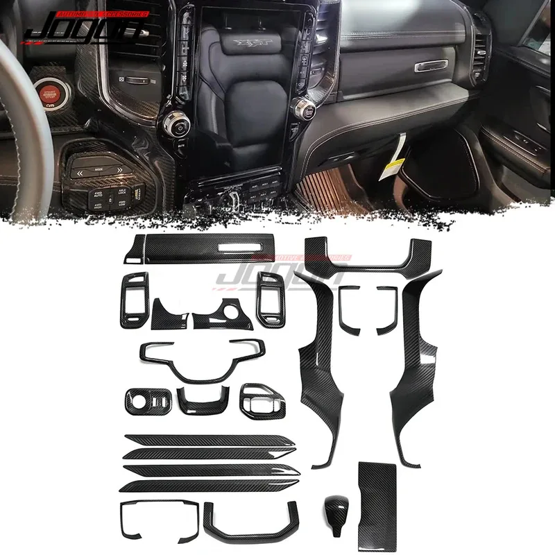 

Заводская горячая продажа, настоящая карбоновая внутренняя центральная консоль, приборная панель, вентиляционное отверстие, декоративная крышка дверной панели для Dodge Ram 1500 Off-R