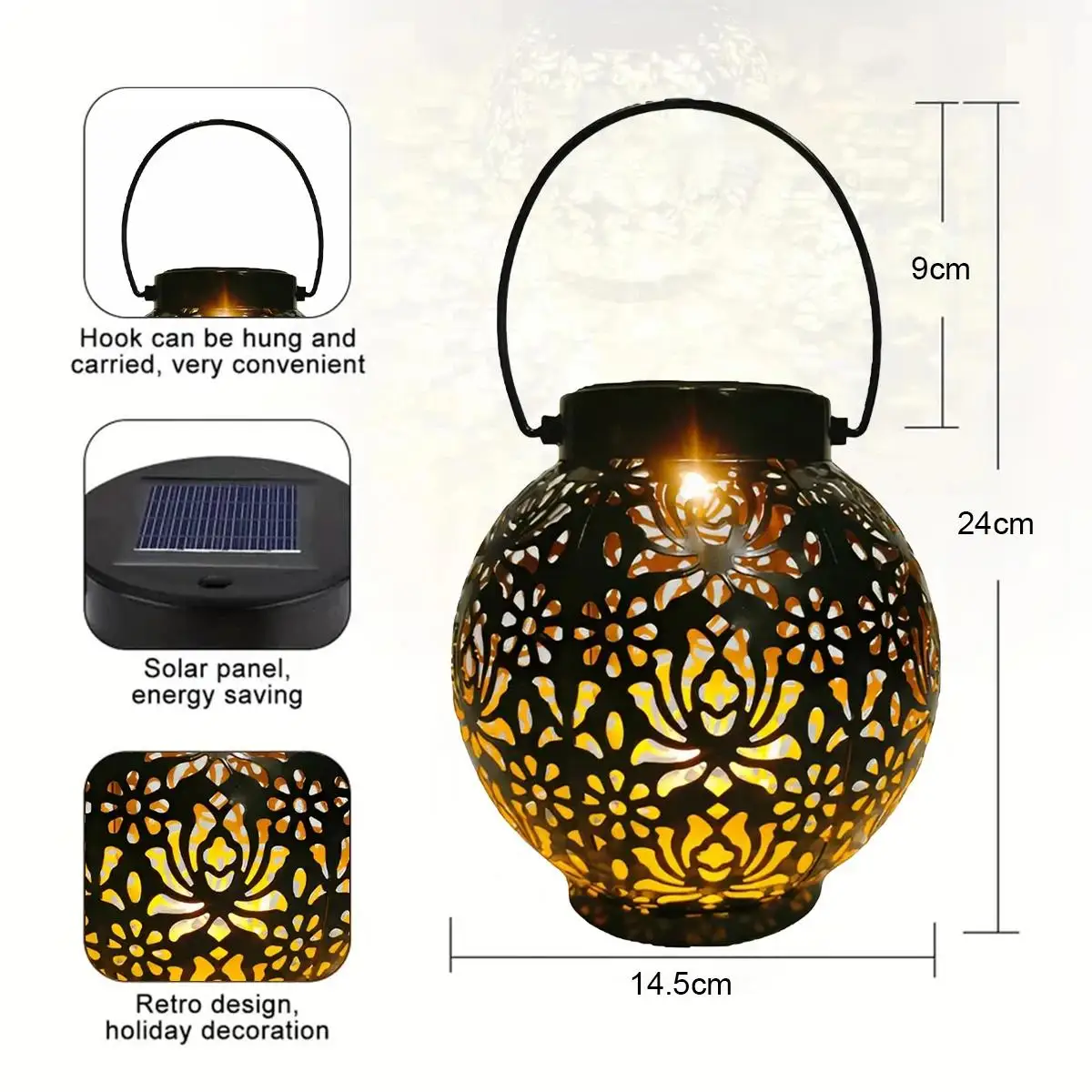 Solar Light Iron Art Hanging Light Plug Led Outdoor Waterproof Lights Street Lamp Pathway Decoration Garden Strip Lighting Patio