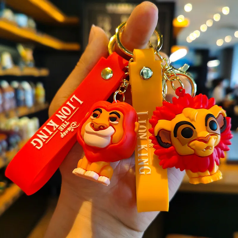 Disney The Lion King Keychains Kawaii Simba Pumbaa Timon Keyring Car Key Ring Cosplay Phone Handbag Ornament Kids Jewelry Gifts