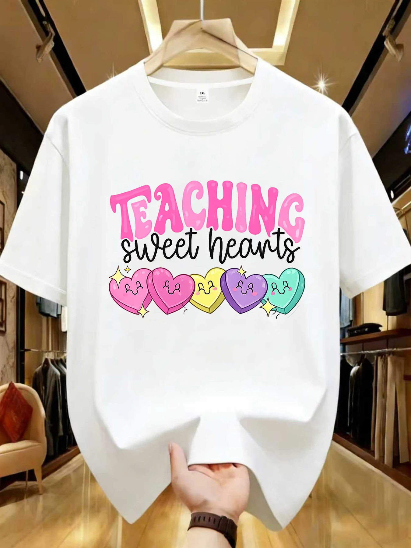 

【WDS0126】Plus size women's round neck short sleeve T-shirt with elastic half sleeves and trendy prints