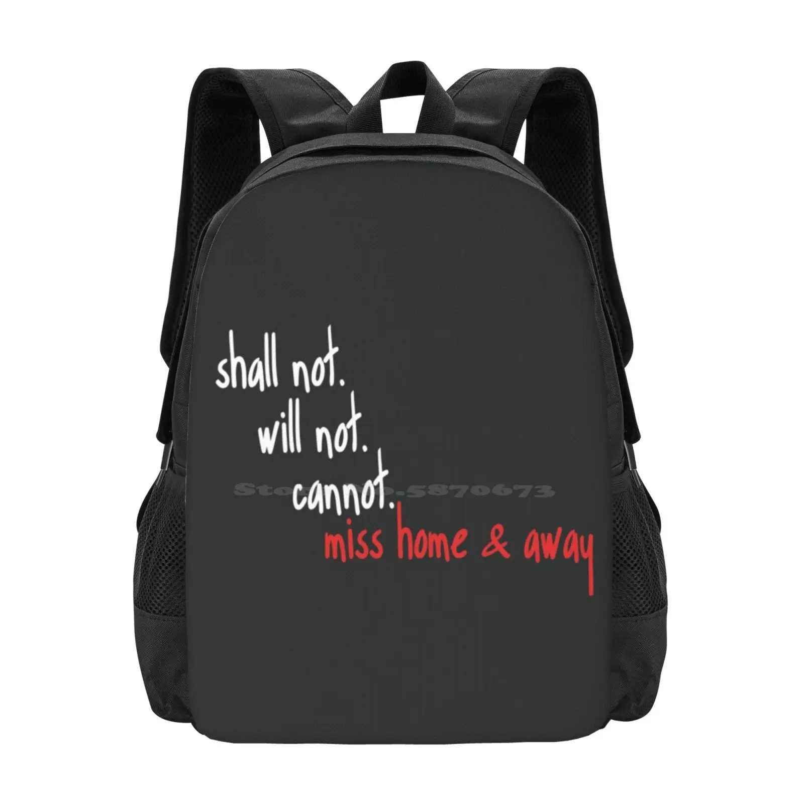 Shall Not Will Not Cannot Miss Home & Away New Arrivals Unisex Bags Student Bag Backpack Home Away Home And Away Soap Australian