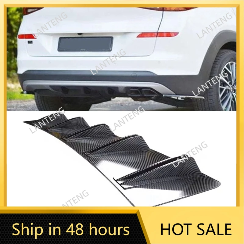 

Car Rear Diffuser Shark 10 Fins Bumper Wing Splitter Chin Spoiler Lip For H-yundai Tucson 2005-2023 Body Protector Black