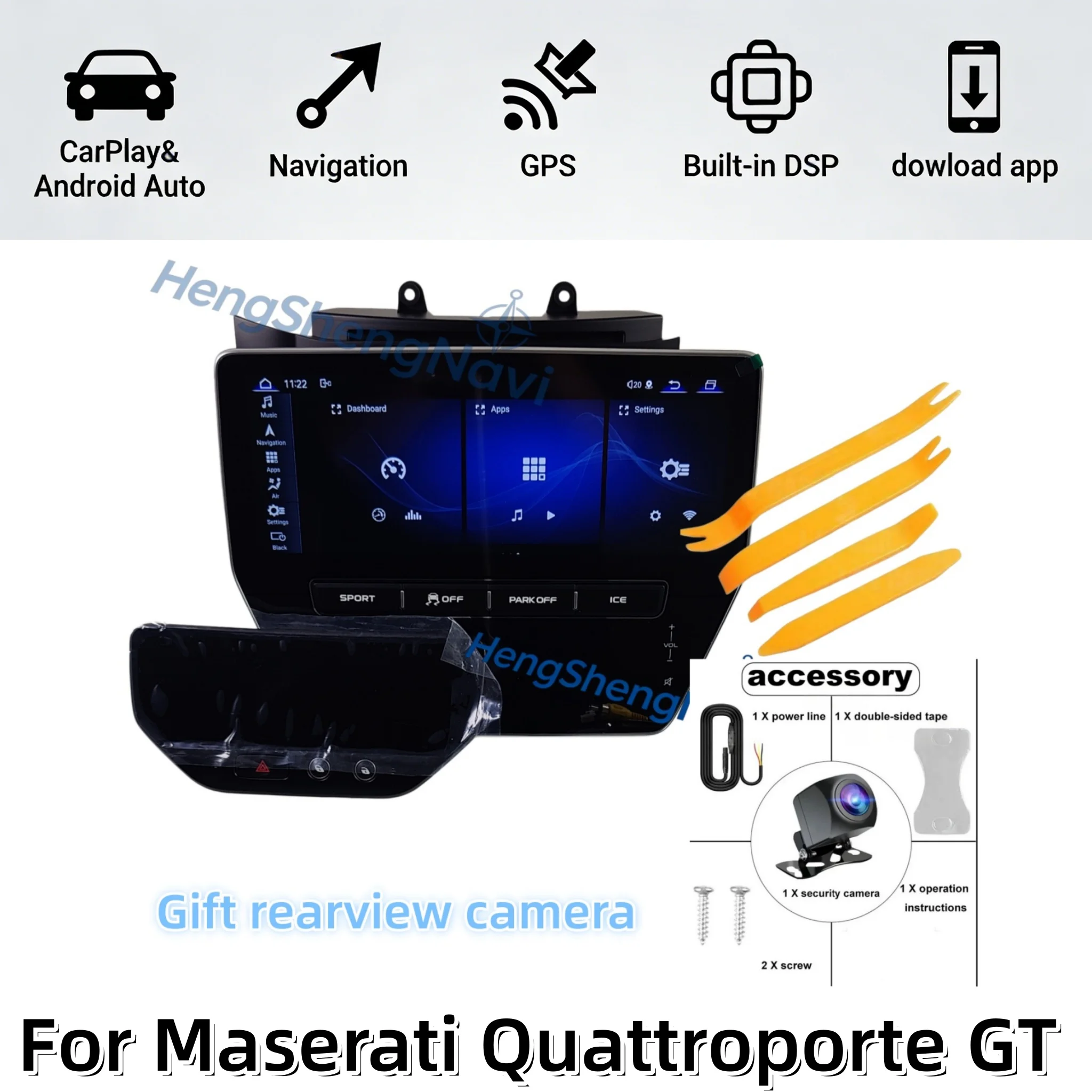 HS RHD 22inch AUTO Stereo Radio For Maserati Quattroporte GT 2007 2008 -2021  Carplay Android 13 Car GPS Navigation Multimedia