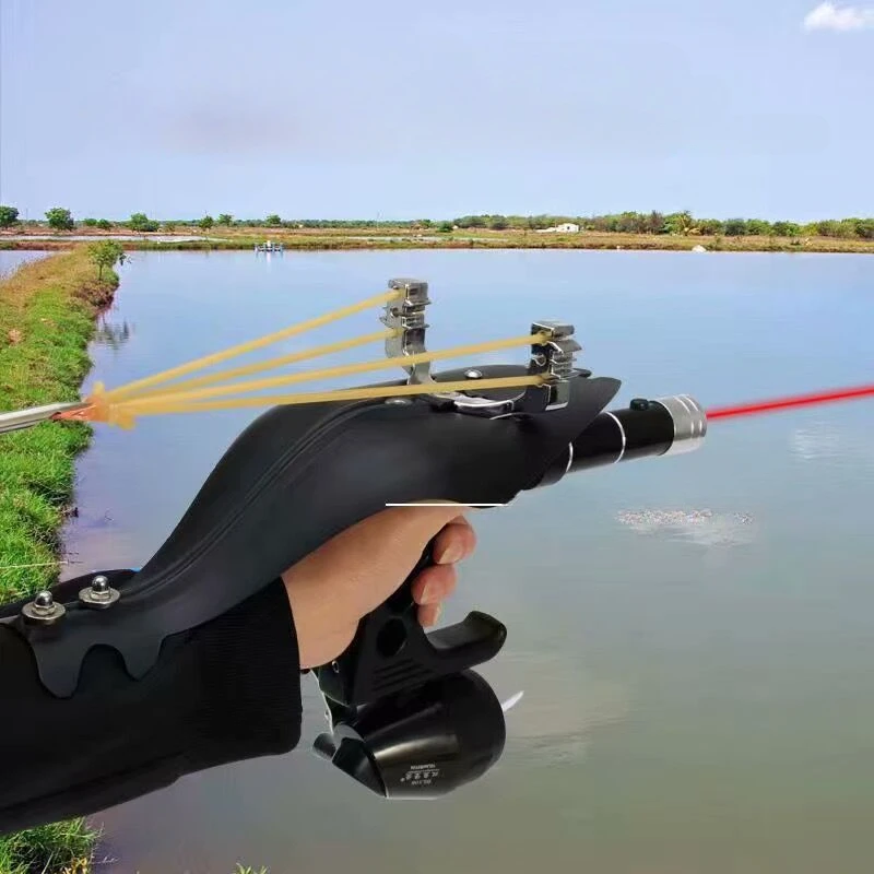 

Powerful Slingshot Outdoor Hunting Shoot Fish Accessories Catapult with Rubber Band Fishing Reel Professional Fishing Gear Tool