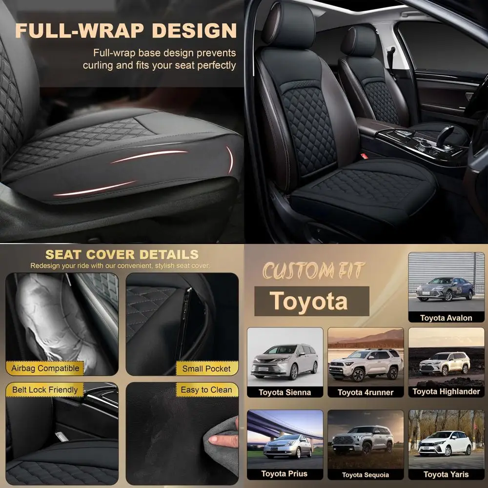 

Front Car Seat Covers for Toyota,Leather Waterproof Seat Protector Custom Fit Toyota Sienna 4runner Highlander Prius Sequoia Yar