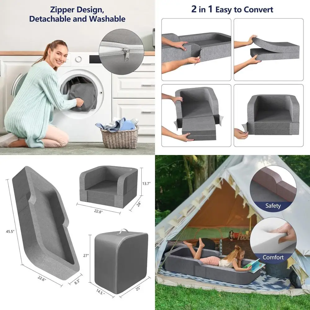 

Портативная детская кроватка с моющимся чехлом, 2-в-1, для использования в помещении и на улице (серая)