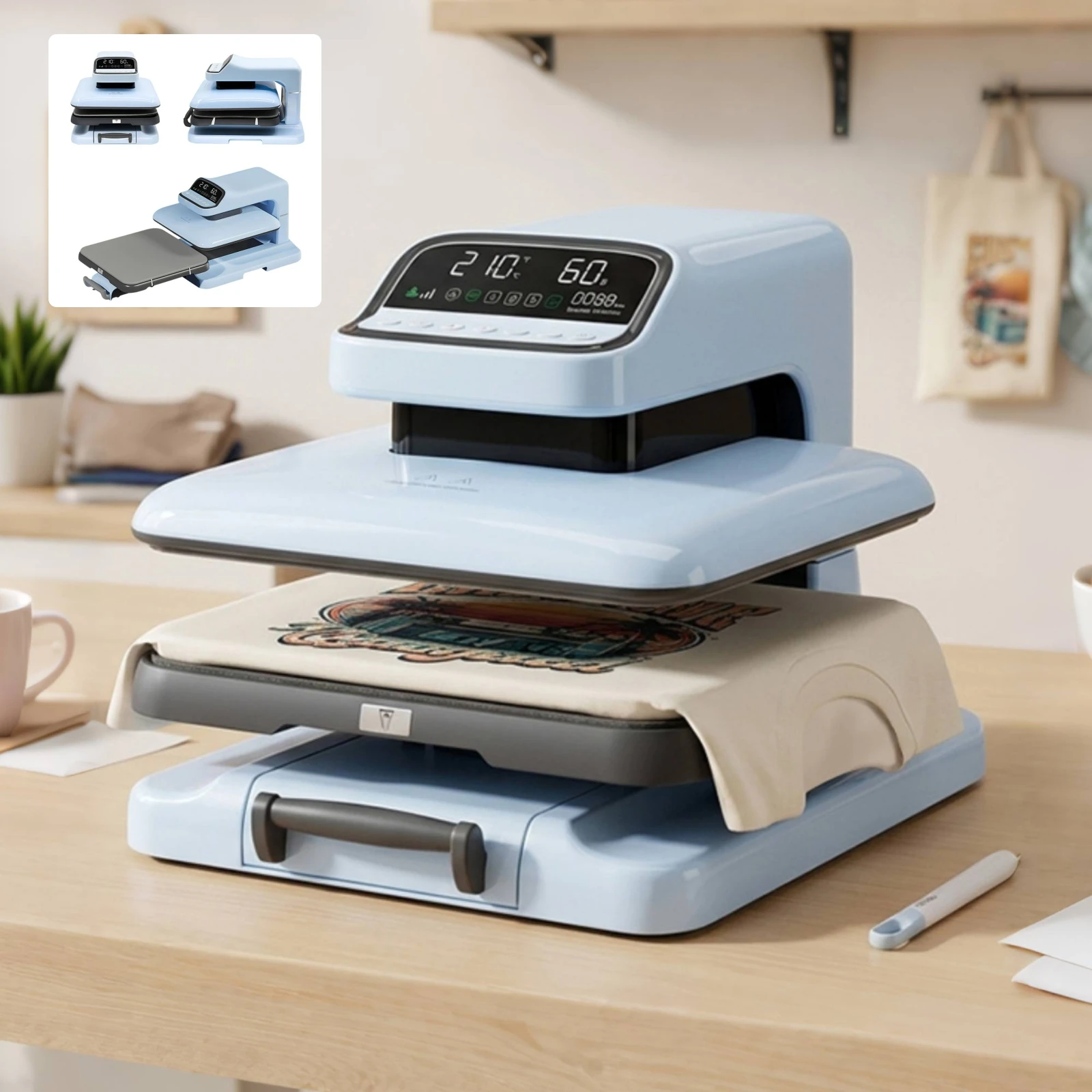 Garment Printing Press Desktop Flat Heat Press Machine Shop Equipment Easy to Clean