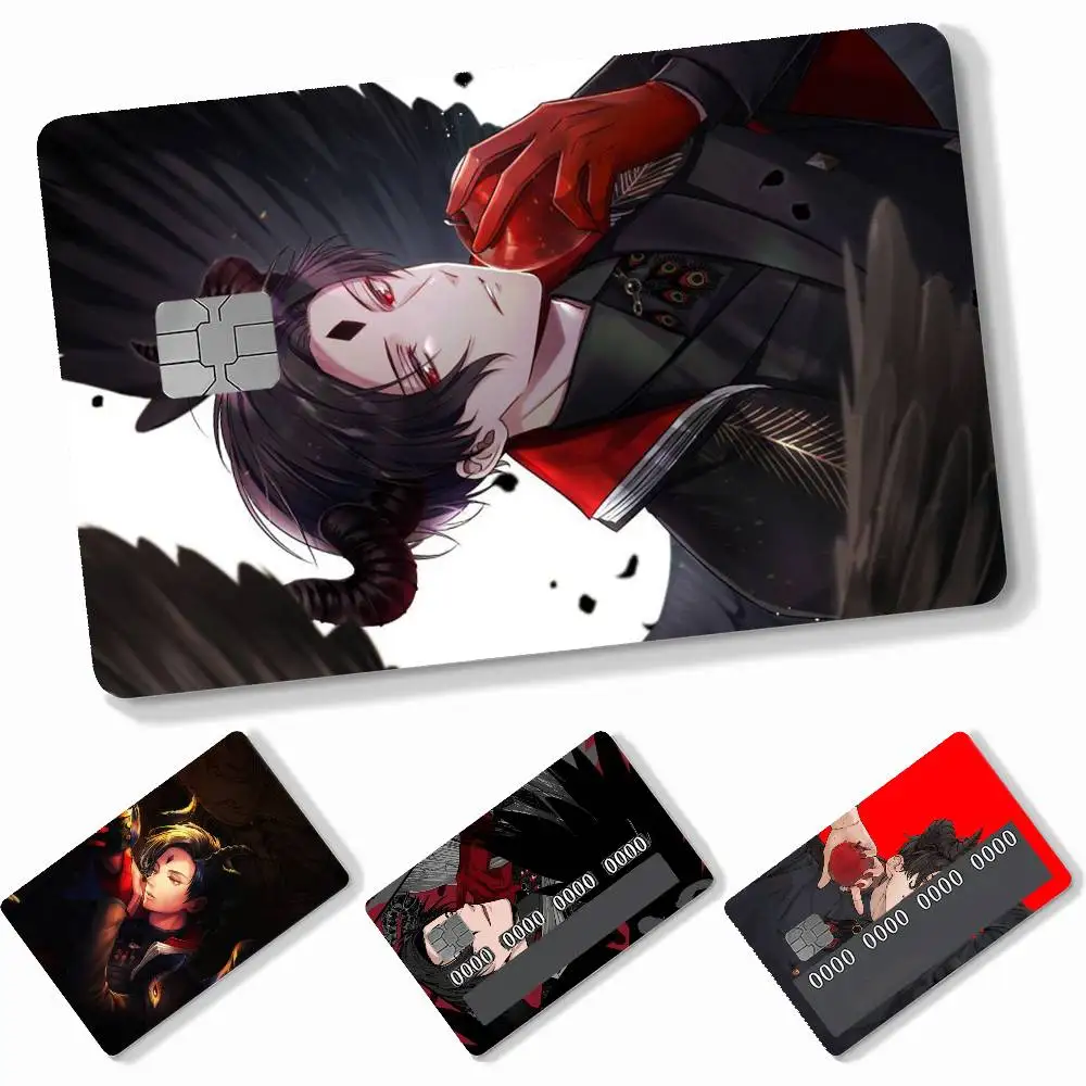 Cartoon O-Obey Me Lucifer  4pcs Credit Card Skin Stickers Suitable for Bank  Transit Pass Decorative Cover