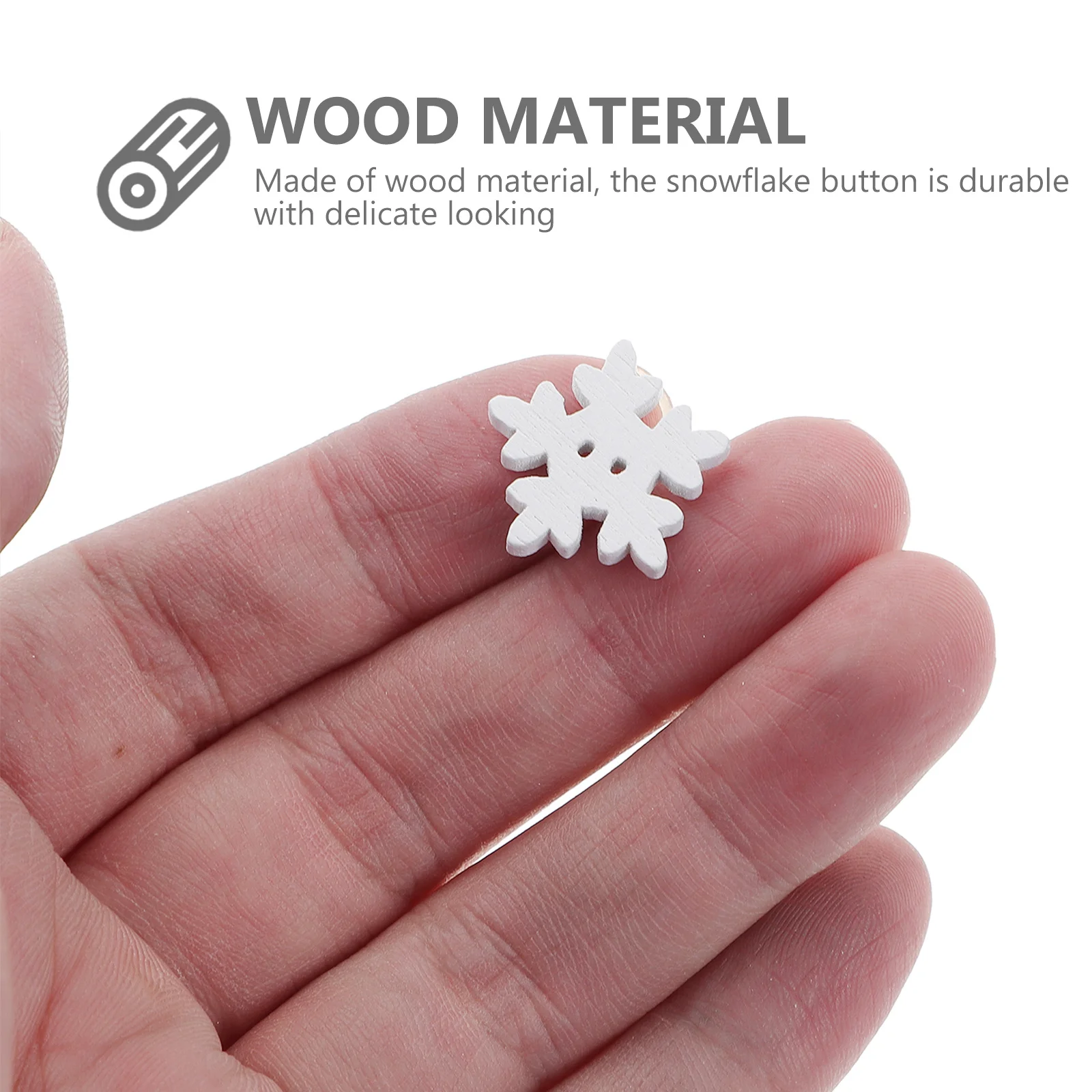 

Ciieeo 50pcs Snowflake Wooden Buttons Christmas Decoration Craft Supplies White Bamboo Xmas Ornament for Sewing