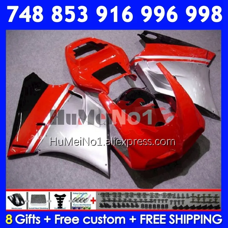 Injection Kit For DUCATI 748 853 916 996 998 S R 94 95 96 97 98 326No.107 silvery red 748S 998R 996R 1999 2000 2001 2002 Fairing