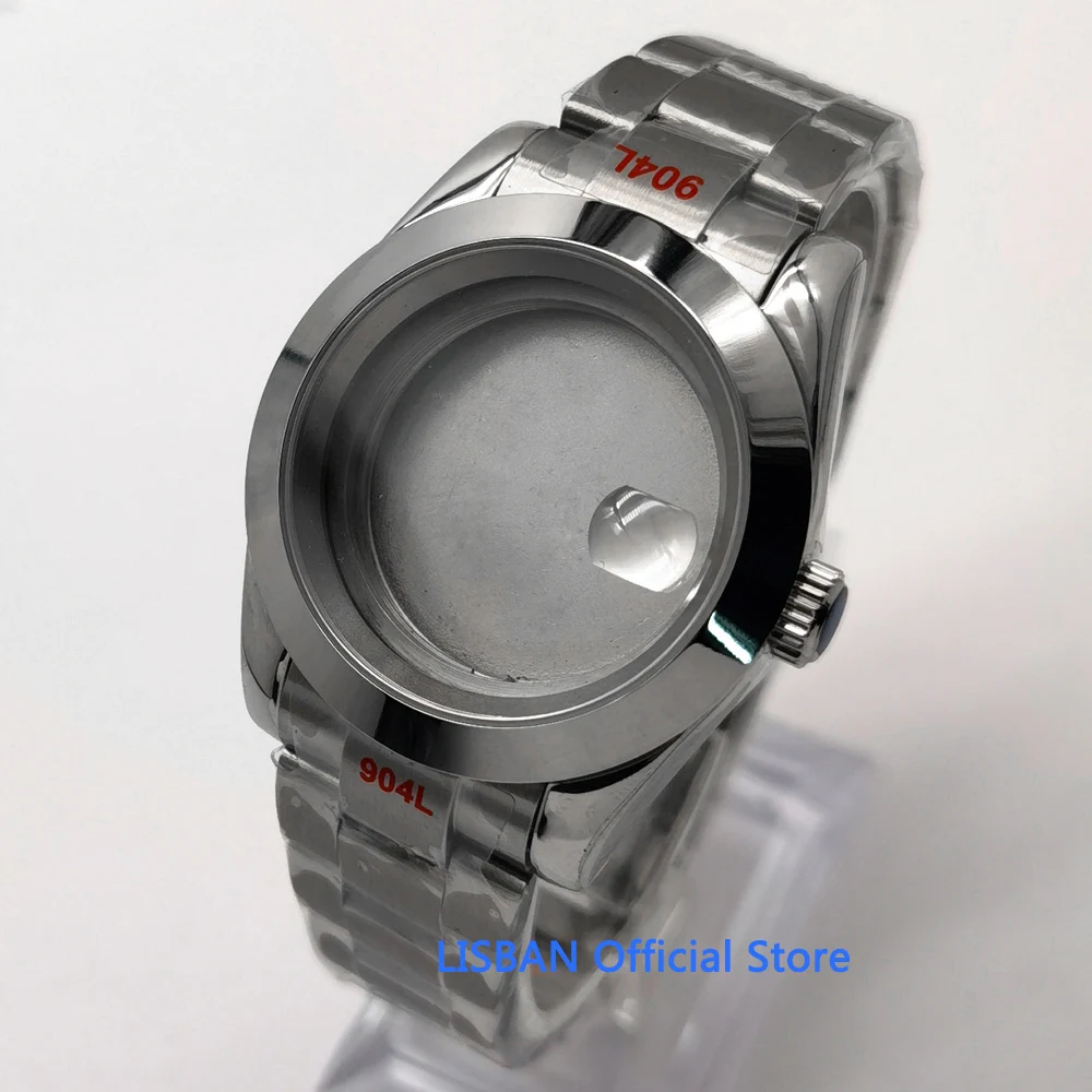 Lisban 36mm 40mm Silver Case Sapphire Glass fit for NH35 NH36 NH34 ETA 2824 2836 Mingzhu DG2813 3804 Miyota 8205 8215 movement