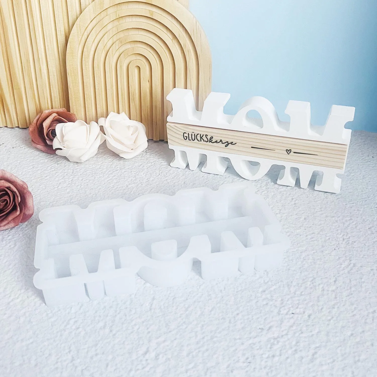 2026 Best-Selling Mould MOM Plug-In Holder Silicone Mold Mother's Day DIY Gift Plaster and Resin Home Decoration Circular Molds