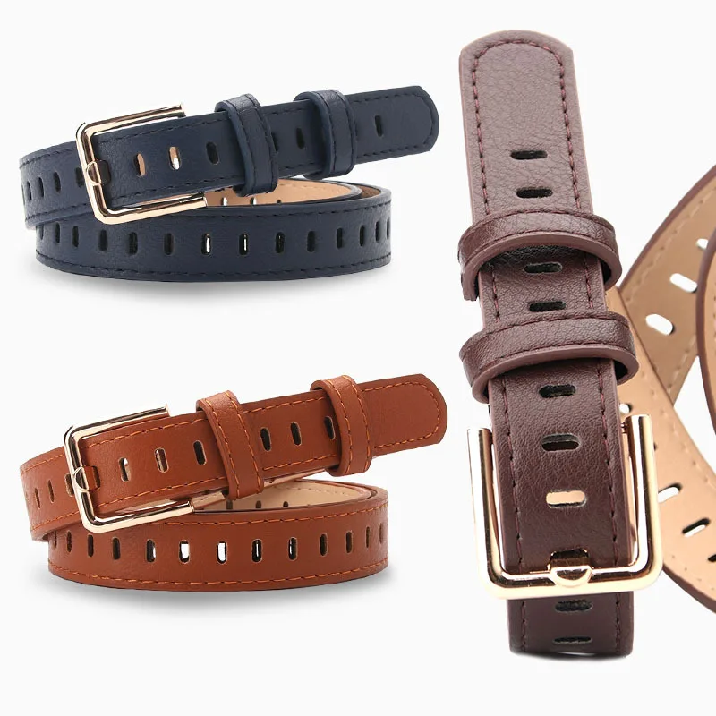 

The New Trend of Women's Belts Korean Skeleton Hole-free Imitation Leather with Girls Dress Decorative Thin Belt
