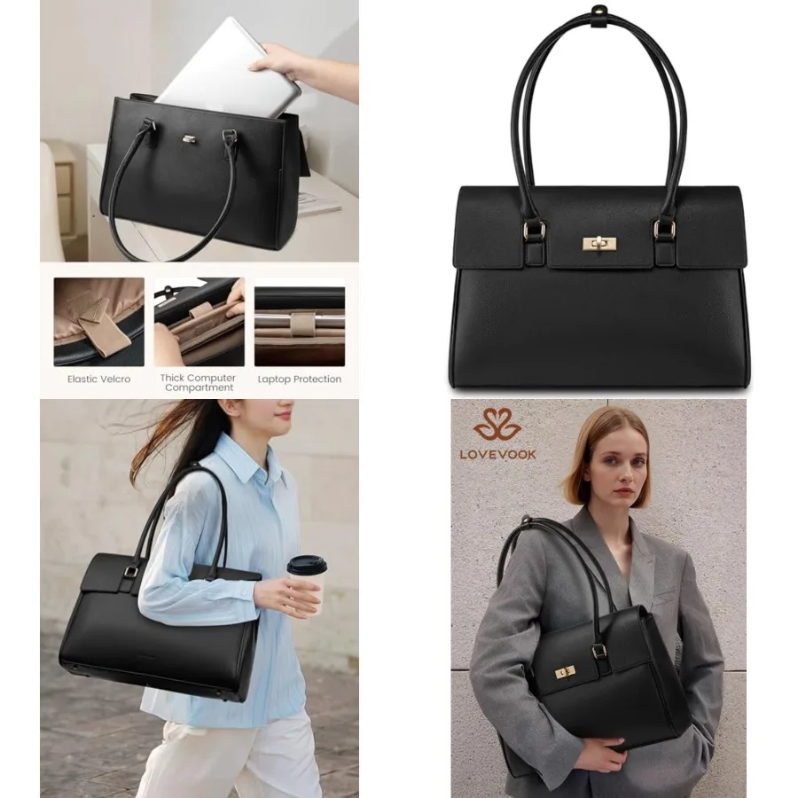 

LOVEVOOK Laptop Bag for Women Work Tote Messenger Bag Waterproof Busess Office Professional Handbag Shoulder Bag