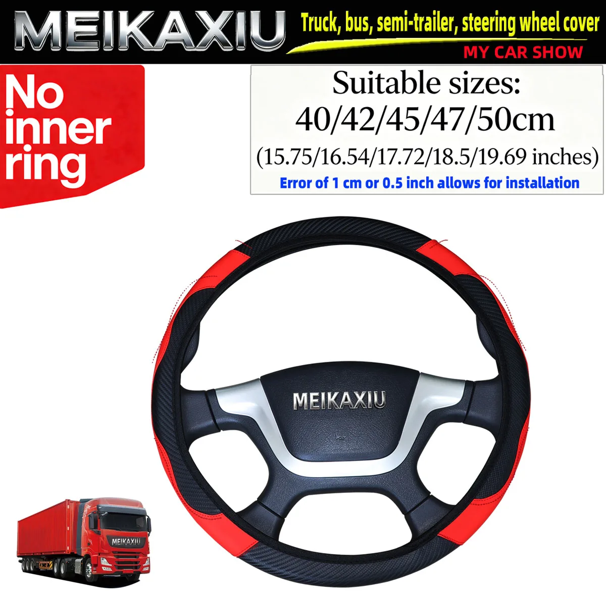 Carbon Fiber PU Leather Truck, Van, Bus, Large-Sized Car Steering Wheel Cover 40/42/45/47/50cm Automotive Supplies