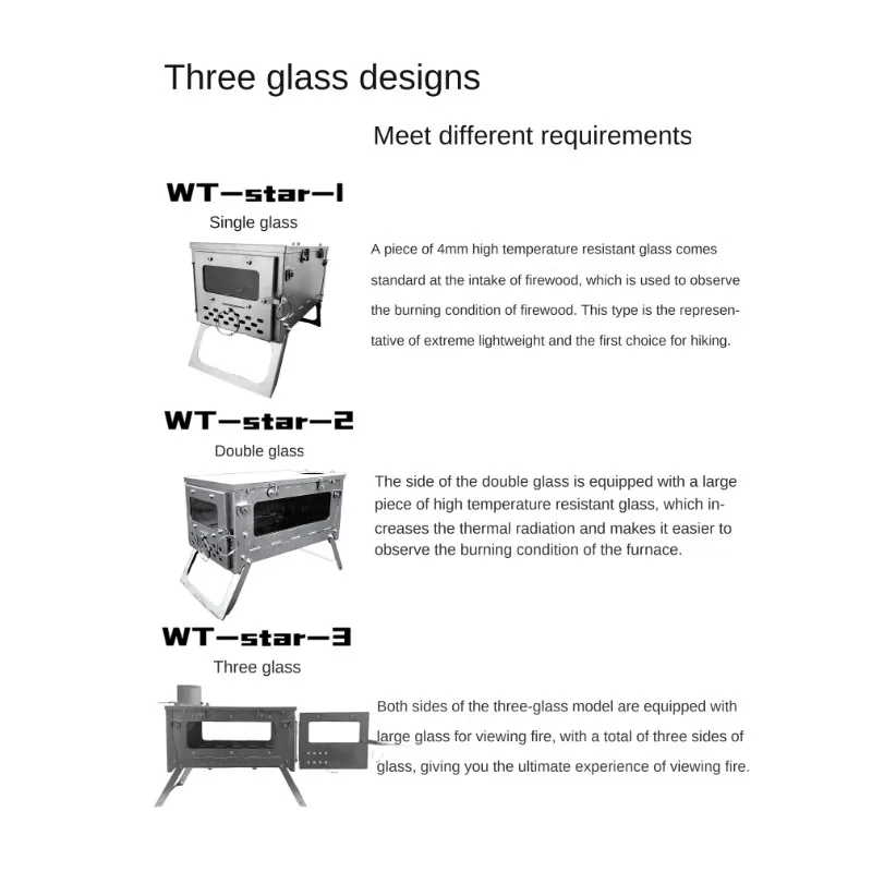 التخييم في الهواء الطلق موقد محمول متعدد الوظائف الحطب خيمة التدفئة سبائك التيتانيوم طوي ستار سبائك التيتانيوم