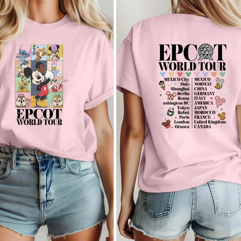 

25 Summer Epcot World Travel Shirt, Disney Travel Shirt, Mickey Epcot Shirt, Disney Family Matching Shirt Printed Short Sleeve