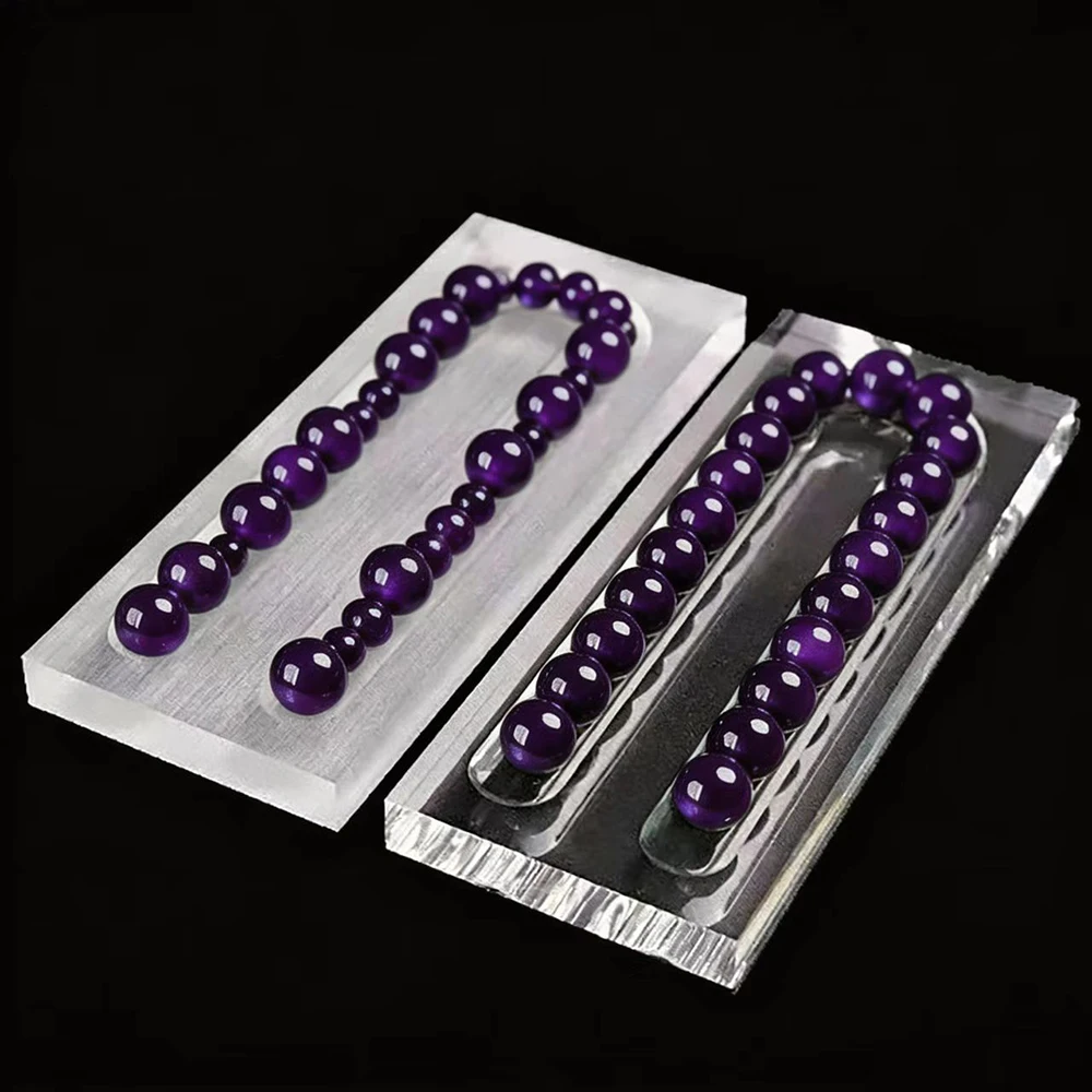 Transparent Acrylic Jewellery Bracelet Necklace Display Stand Buddhist Prayer Bead Charms,Storage Case Pearl Bead Display Tray