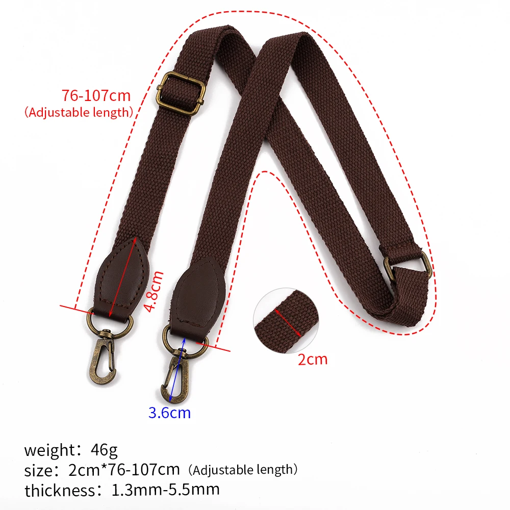 76-107cm Adjustable Belts Replacement Shoulder Bag Strap Detachable Belt For Messenger Bags Coffee Beige Long Straps Bag Part