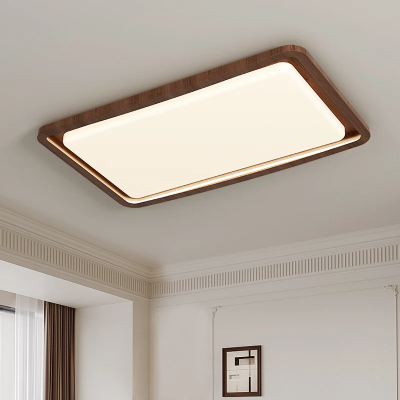 Full-spectrum Eye-friendly Living Room Cream-style Walnut Wood Tart-shaped Ceiling Lights Suitable Mid-century Halls And Bedroom