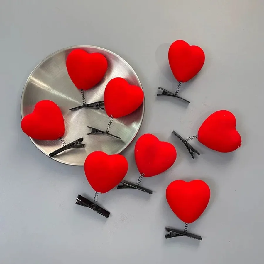 Red love spring clip, cute children's hair accessories, National Day gifts, gift card clips, wholesale, New Year hair clips, he - Detail 1