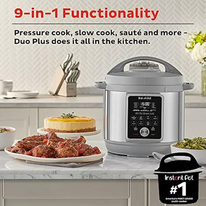 Pot Duo Plus instantané silencieux 9 en 1, autocuiseur électrique, mijoteuse, cuiseur à riz, cuiseur vapeur, sauté, yogsigned, 8 pintes