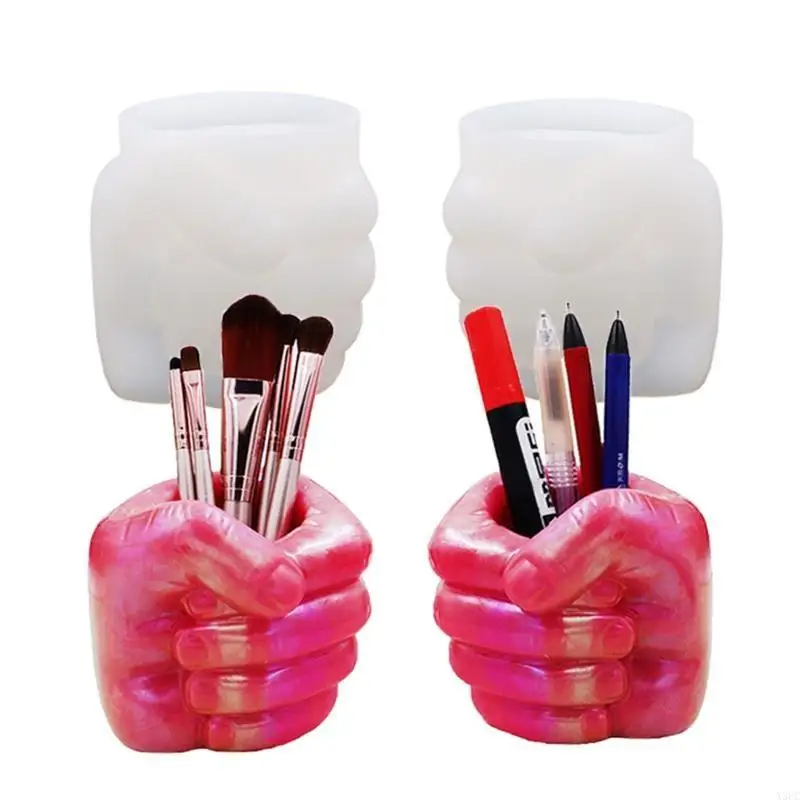 Resin Ashtray Mold Epoxy Casting Mold Left and Right Hand Fist Pen Holder Easy to Use and Clean Handcraft Home Gift X3UC